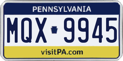 PA license plate MQX9945