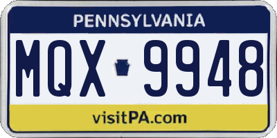 PA license plate MQX9948