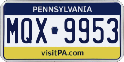 PA license plate MQX9953