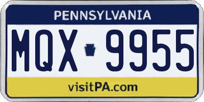 PA license plate MQX9955