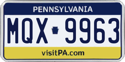 PA license plate MQX9963