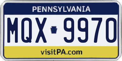 PA license plate MQX9970