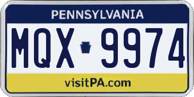 PA license plate MQX9974