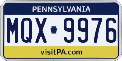 PA license plate MQX9976