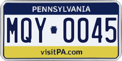 PA license plate MQY0045
