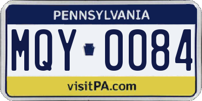 PA license plate MQY0084