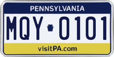 PA license plate MQY0101