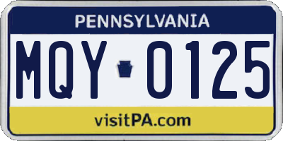 PA license plate MQY0125
