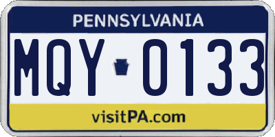 PA license plate MQY0133