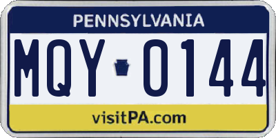 PA license plate MQY0144