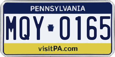 PA license plate MQY0165