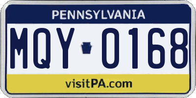 PA license plate MQY0168