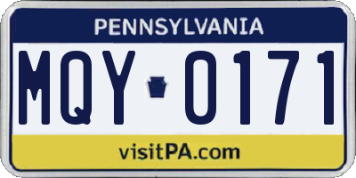 PA license plate MQY0171