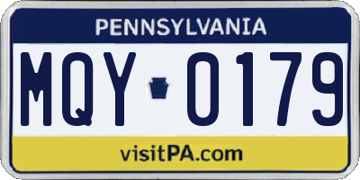 PA license plate MQY0179