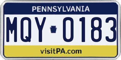 PA license plate MQY0183