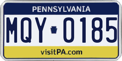 PA license plate MQY0185