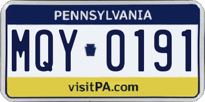 PA license plate MQY0191