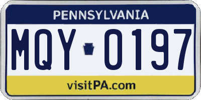 PA license plate MQY0197