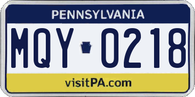 PA license plate MQY0218