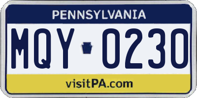 PA license plate MQY0230