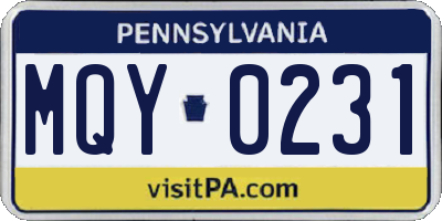 PA license plate MQY0231
