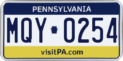 PA license plate MQY0254