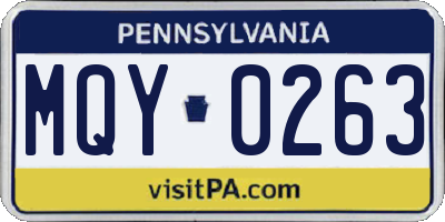 PA license plate MQY0263