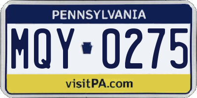 PA license plate MQY0275