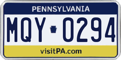PA license plate MQY0294