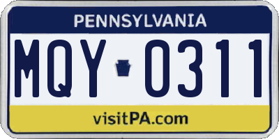 PA license plate MQY0311