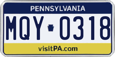 PA license plate MQY0318