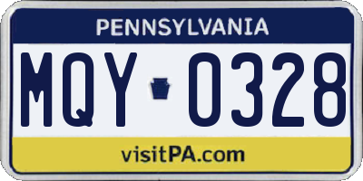 PA license plate MQY0328