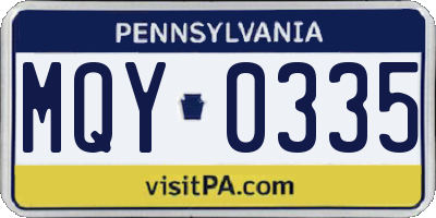 PA license plate MQY0335