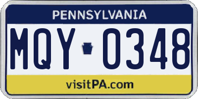 PA license plate MQY0348