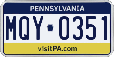 PA license plate MQY0351