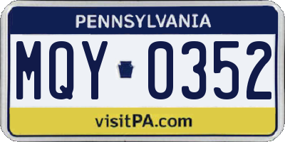 PA license plate MQY0352