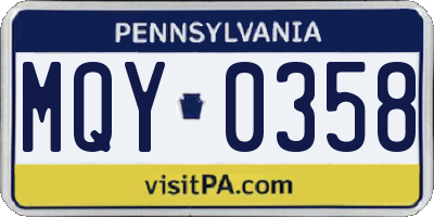 PA license plate MQY0358