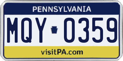 PA license plate MQY0359