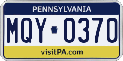 PA license plate MQY0370
