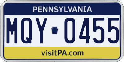 PA license plate MQY0455