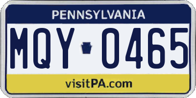 PA license plate MQY0465