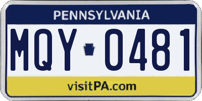 PA license plate MQY0481