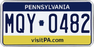 PA license plate MQY0482