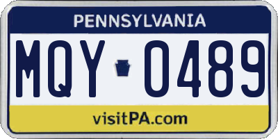 PA license plate MQY0489