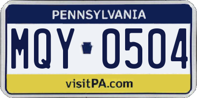 PA license plate MQY0504