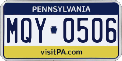 PA license plate MQY0506
