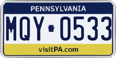 PA license plate MQY0533