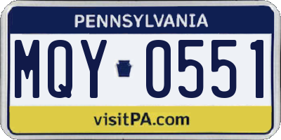 PA license plate MQY0551