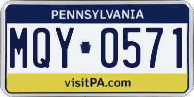 PA license plate MQY0571
