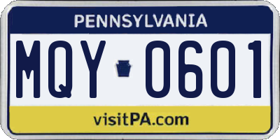 PA license plate MQY0601
